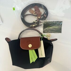 Longchamp Black and Brown Mini Tote